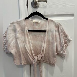 Ocean Drive Blush Tie-Front Blouse